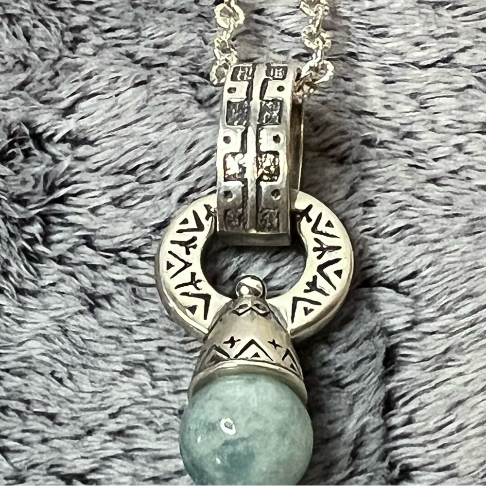 Sterling Silver Aquamarine Finola Hughes Pendant Necklace 18in